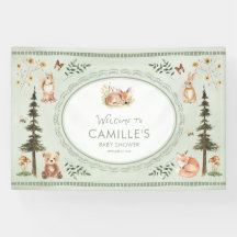 Pancarta de bienvenida para baby shower verde salv