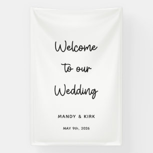 Pancarta de bienvenida para boda minimalista moder
