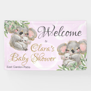 Pancarta de bienvenida rosa de Sweet Koalas Baby S