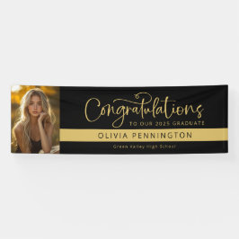 Pancarta de Black Gold Photo Felicitaciones Gradua
