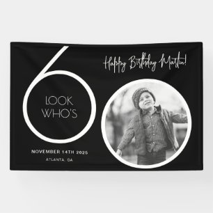 Pancarta de Black Modern Photo 60th Birthday