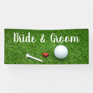 Pancarta de boda de golf bola de golf y amor en ve