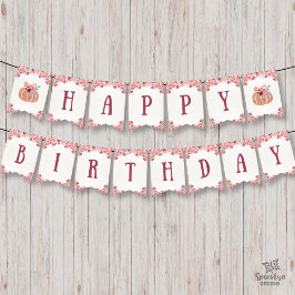 Pancarta de boho floral de calabaza de cumpleaños