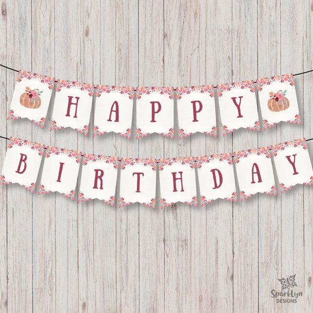 Pancarta de boho floral de calabaza de cumpleaños (Subido por el creador)