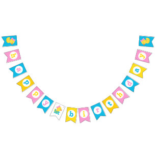 Pancarta de Bunting de cumpleaños 1 feliz chica de