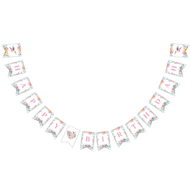 Pancarta de Bunting de Hummingbird Happy Birthday  (Todo)
