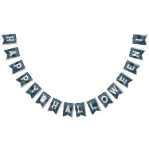 Pancarta de Bunting de la fiesta de Halloween blan