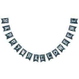 Pancarta de Bunting de la fiesta de Halloween blan