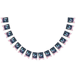 Pancarta de Bunting de mariposas brillantes en bon