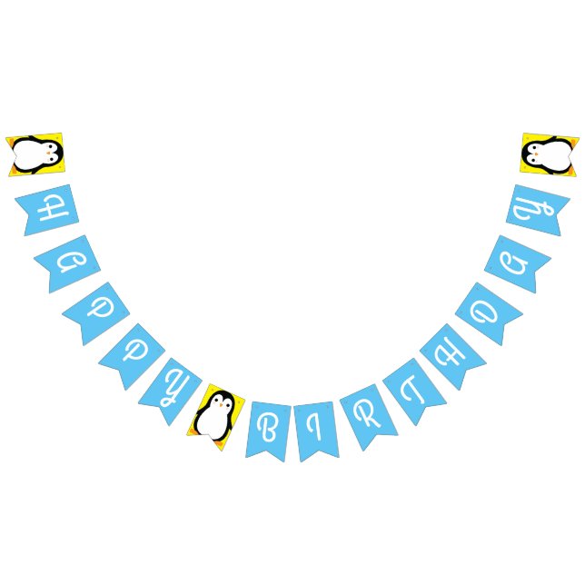 Pancarta de Bunting de Penguin Cute Winter Happy B (Todo)