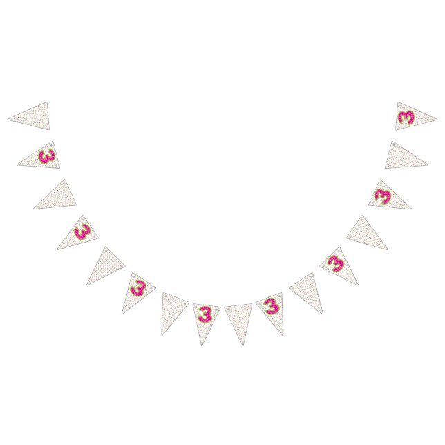 Pancarta de Bunting fiesta/tercer cumpleaños (Todo)