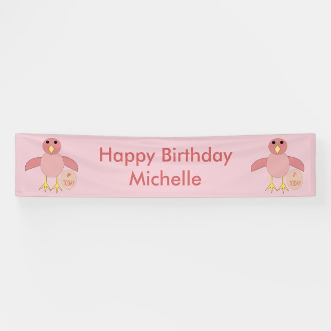 Pancarta de Chica de cumpleaños rosado personaliza (Horizontal)