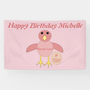 Pancarta de Chica de cumpleaños rosado personaliza