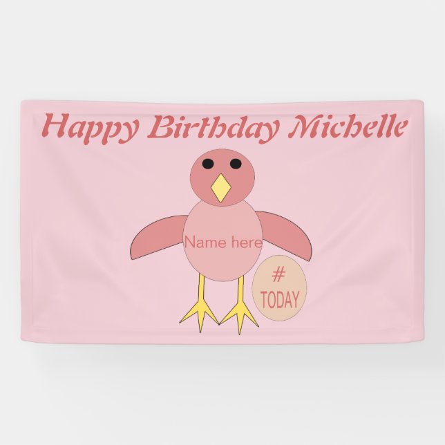 Pancarta de Chica de cumpleaños rosado personaliza (Horizontal)