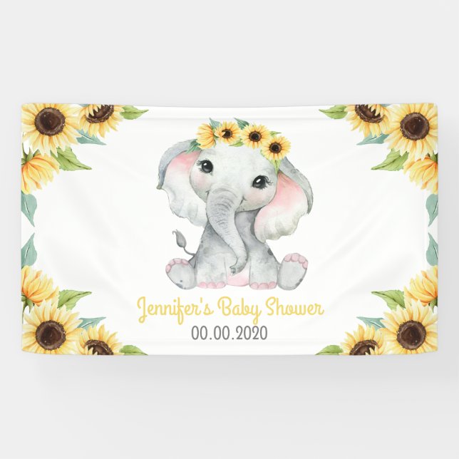 Pancarta de Chica del Elefante del Sol para Baby S (Horizontal)