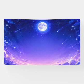 Pancarta de cielo celestial iluminado por la luna
