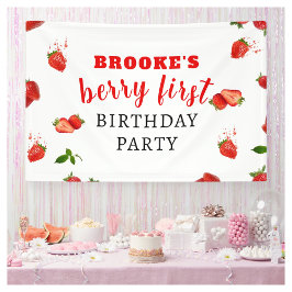 Pancarta de cumpleaños 1 Berry Sweet Strawberry