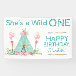 Pancarta de cumpleaños 1 cumpleaños de Wild One Te