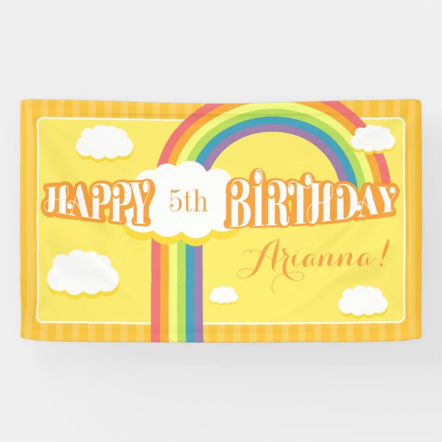 Pancarta de cumpleaños con arcoiris amarillo para  (Horizontal)