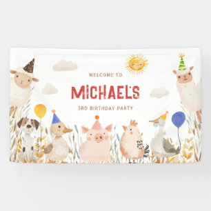 Pancarta de cumpleaños de animales de granja