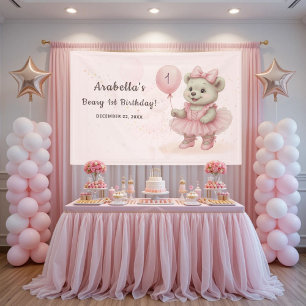 Pancarta de cumpleaños de Ballerina Rosa Teddy Bea