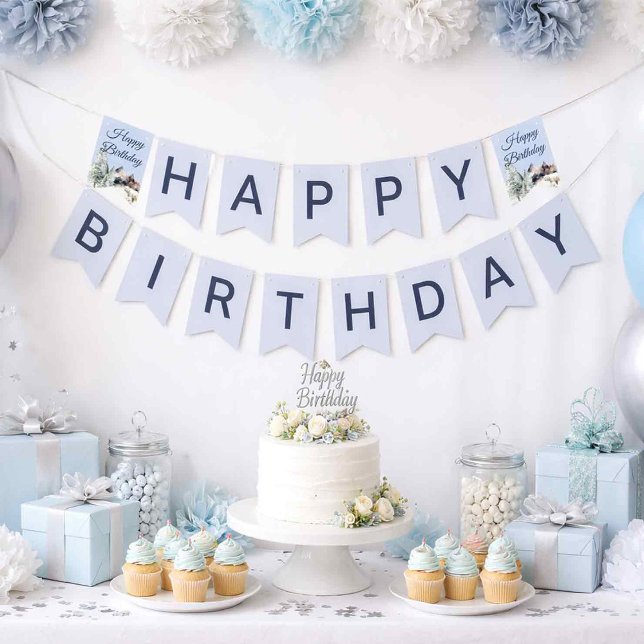 Pancarta de cumpleaños de bosque invernal (Subido por el creador)