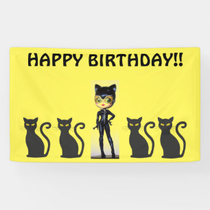PANCARTA DE CUMPLEAÑOS DE CHICA CAT, PERSONALIZAR