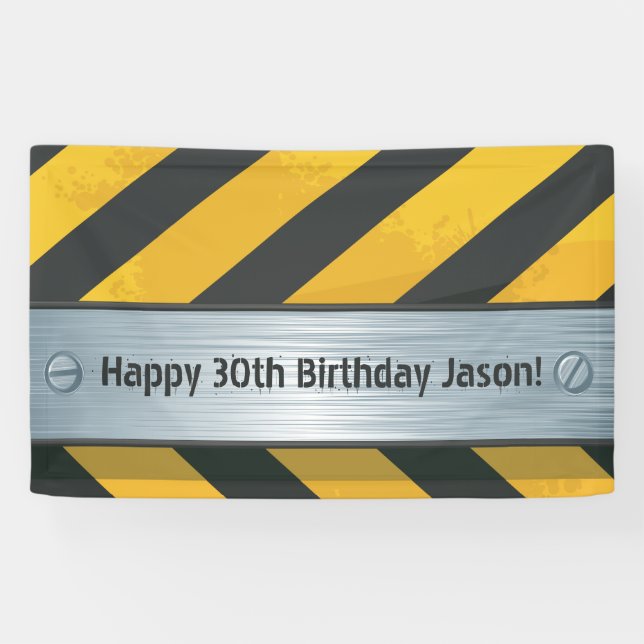 Pancarta de cumpleaños de construcción personaliza (Horizontal)