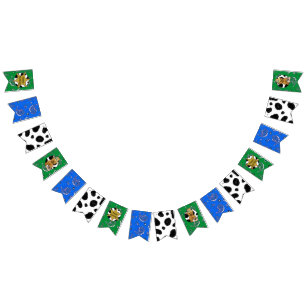 Pancarta de cumpleaños de Cowboy Verde y Azul Tedd