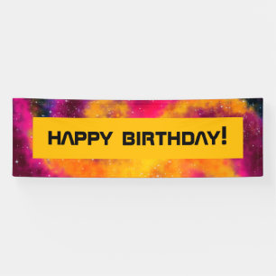 Pancarta de cumpleaños de Galaxy brillante