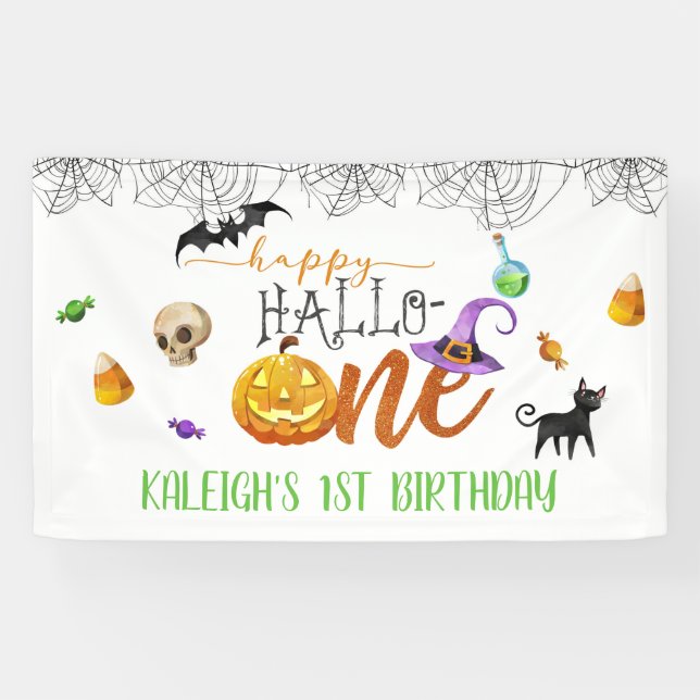 Pancarta de cumpleaños de Halloween (Horizontal)