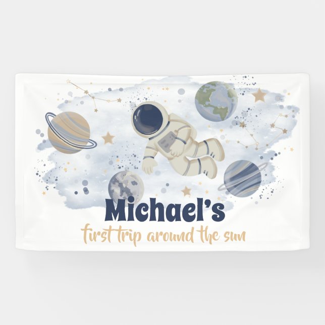 Pancarta de cumpleaños de la Galaxia del Espacio U (Horizontal)