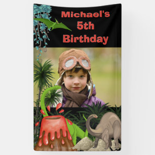 Pancarta de cumpleaños de los niños del volcán 