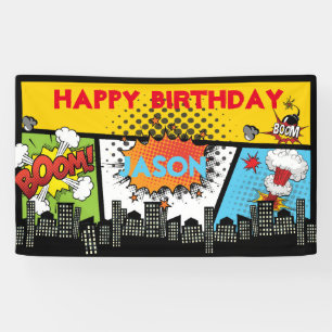 Pancarta de cumpleaños de superhéroes