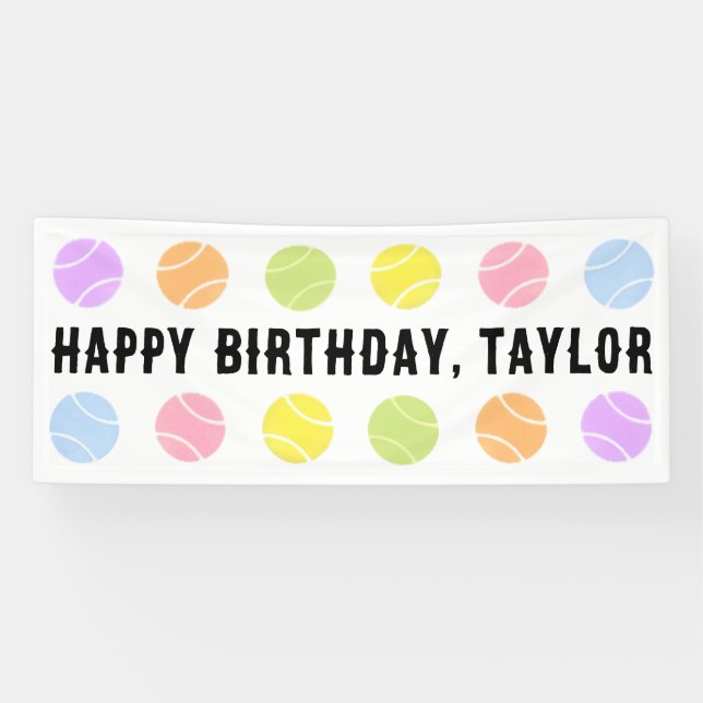 Pancarta de cumpleaños de tenis (Horizontal)
