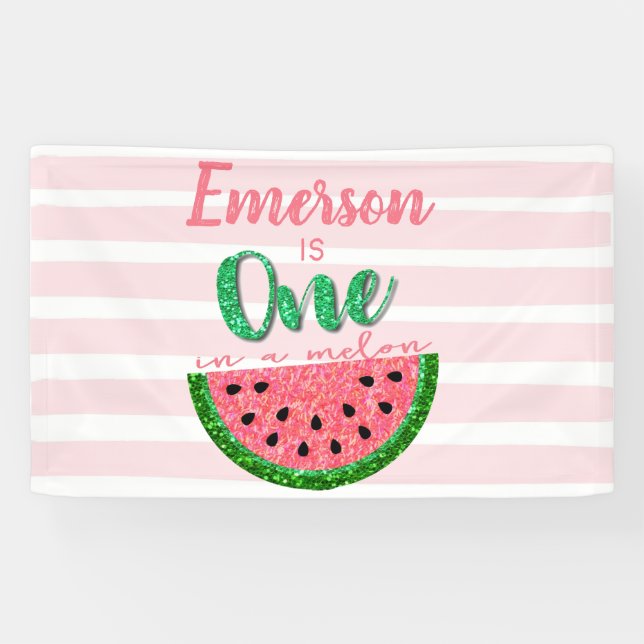Pancarta de cumpleaños de una sandía de Melón (Horizontal)