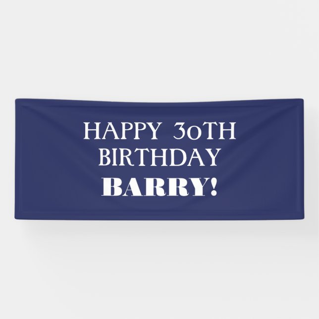 Pancarta de cumpleaños feliz azul de la Marina de  (Horizontal)