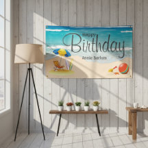 Pancarta de cumpleaños feliz "Beach Bliss"