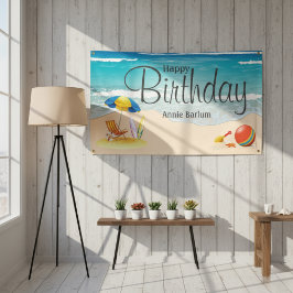 Pancarta de cumpleaños feliz "Beach Bliss"