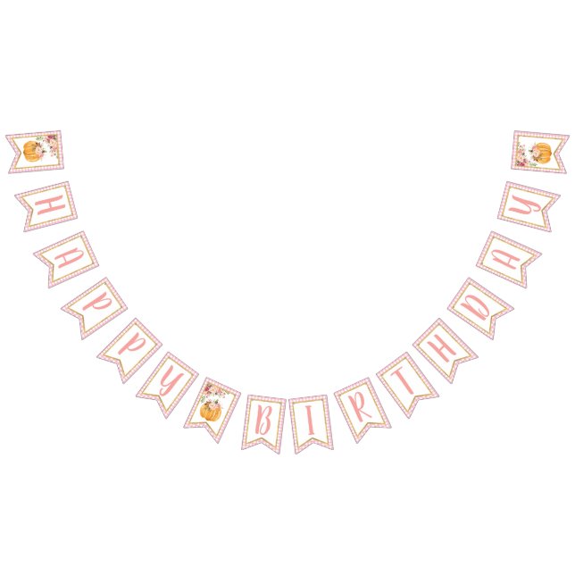 Pancarta de cumpleaños feliz de calabaza floral -  (Todo)