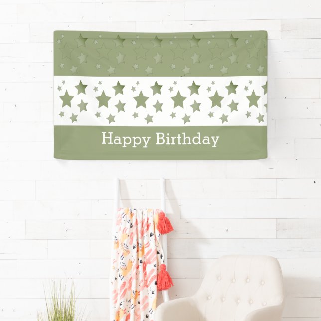 Pancarta de cumpleaños feliz de Green Star (In situ)