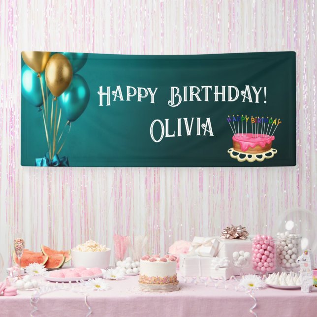 Pancarta de cumpleaños feliz de personalizable 1 (Fiesta)