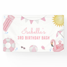 Pancarta de cumpleaños Fiesta de piscina de verano