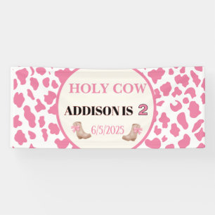 Pancarta de cumpleaños impresa de dos vacas