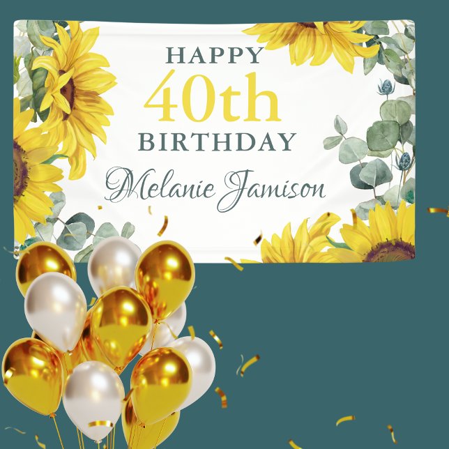 Pancarta de cumpleaños número 40 de girasol dorado (Subido por el creador)