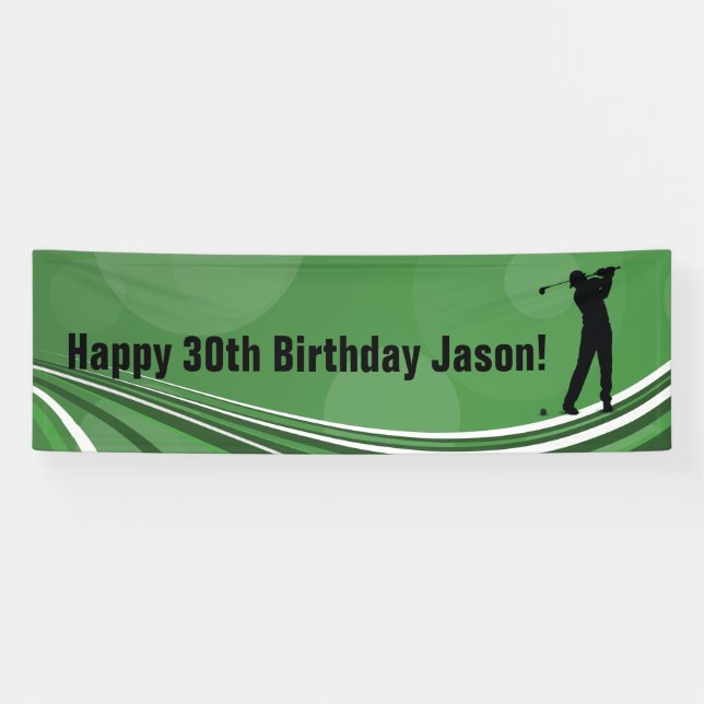 Pancarta de cumpleaños personalizada para el golf (Horizontal)