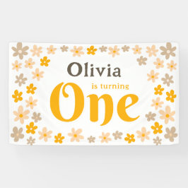 Pancarta de Daisy Boho Floral 1er cumpleaños Fiest