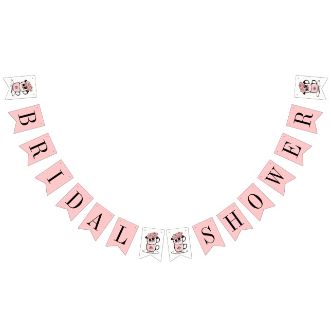 Pancarta de ducha de novia con flores de té (Todo)