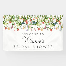 Pancarta de ducha de novia floral botánica