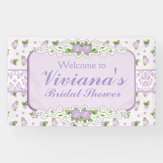 Pancarta de ducha de novia Rosa Lavender (Horizontal)